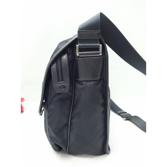 Prada Black Nylon Double Pushlock Flap Closure Messenger Crossbody Bag - Picture 5 of 16